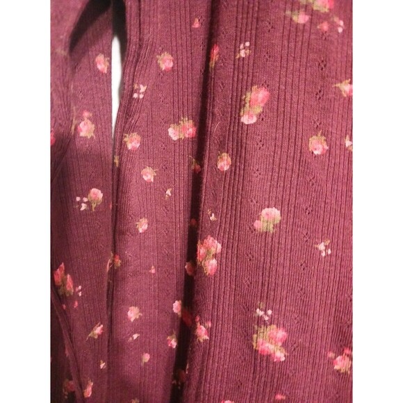 NWT Girls Old Navy Long Sleeve Pointelle Knit Top Size L 10-12 Burg Floral K2 - Picture 3 of 4